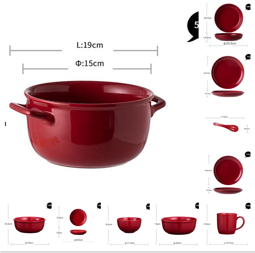 Red Glaze Ceramic Dinner Set