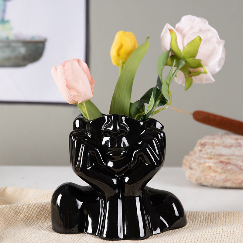 Ceramic Flower Vase Sculpture Decor